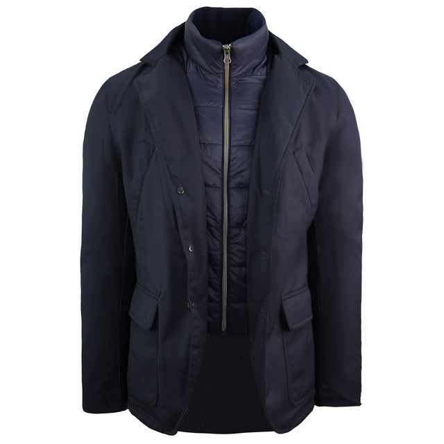 Luigi Bianchi Mantova Mens Navy Real Down Jacket