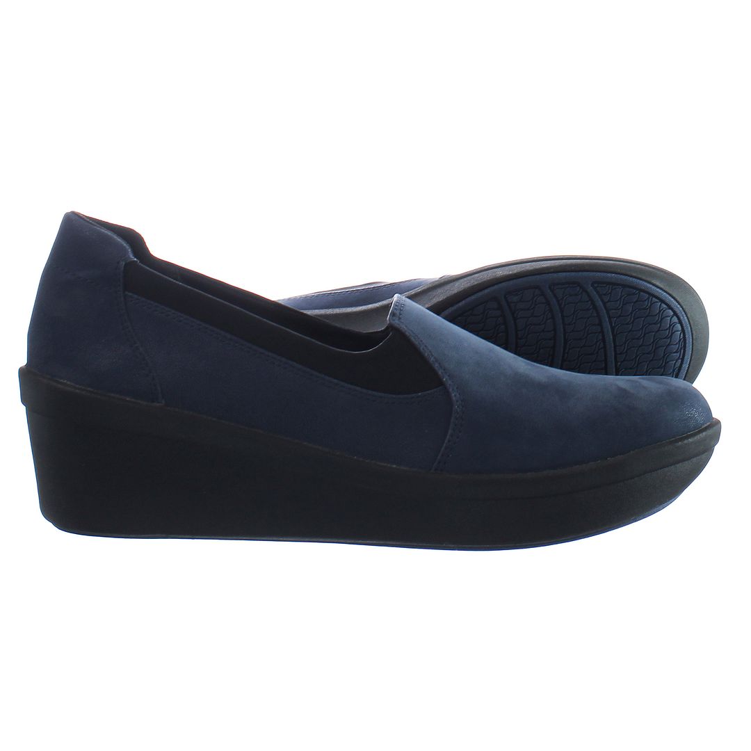 Clarks Step Rose Moon Womens Navy Wedges