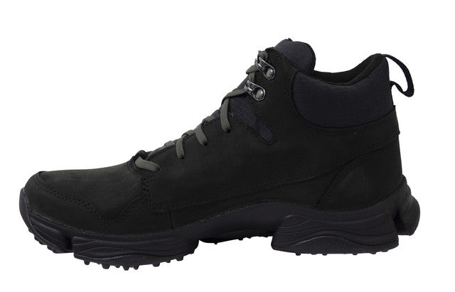 Clarks Tri Path Hike Mid Black Leather Lace Up Hiking Boots - Mens