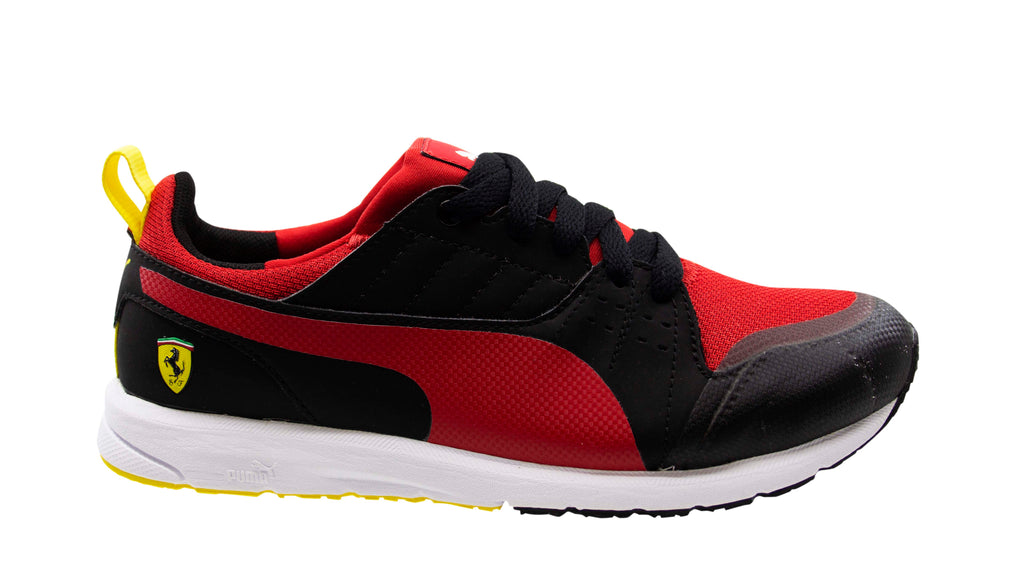 Puma Juniors Pitlane SF Synthetic Black Red Lace Up Trainers 360885 02