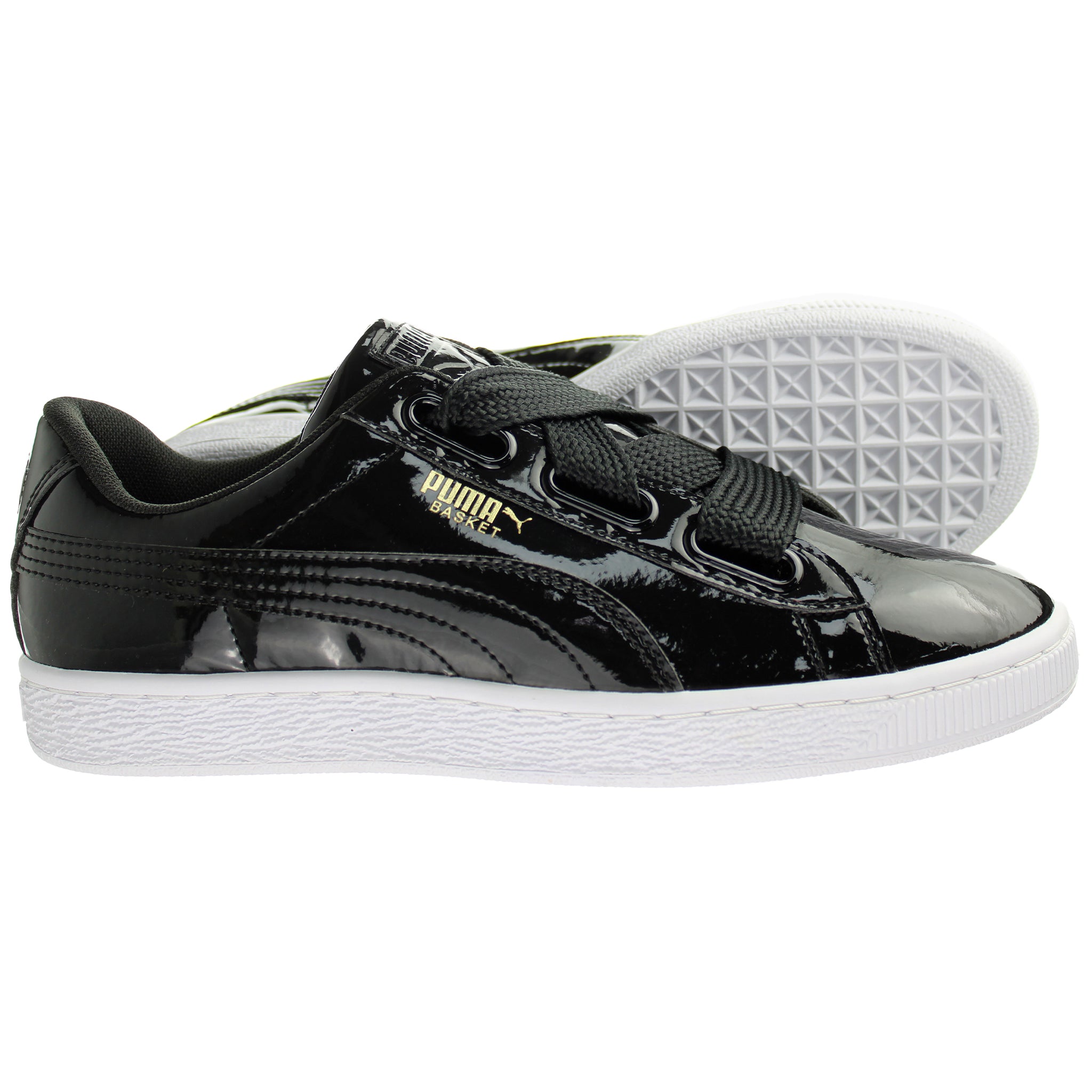 Puma basket heart trainers black best sale