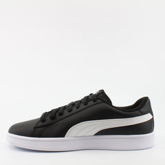 Puma Smash V2 Black Leather Mens Lace Up Trainers 365215 04