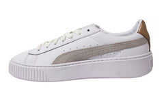 Puma Basket Platform Europhia Womens White Leather Lace Up Trainers 366814 02