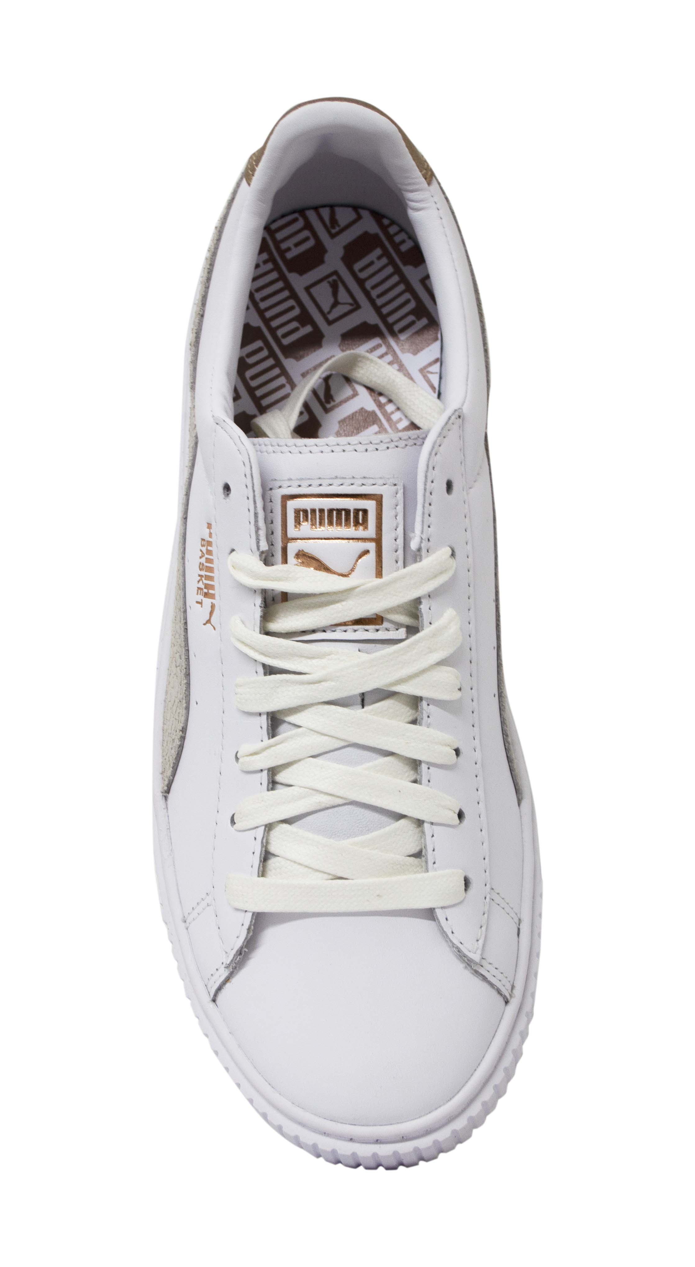 Puma Basket Platform Europhia Womens White Leather Lace Up Trainers 366814 02