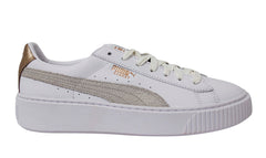 Puma Basket Platform Europhia Womens White Leather Lace Up Trainers 366814 02