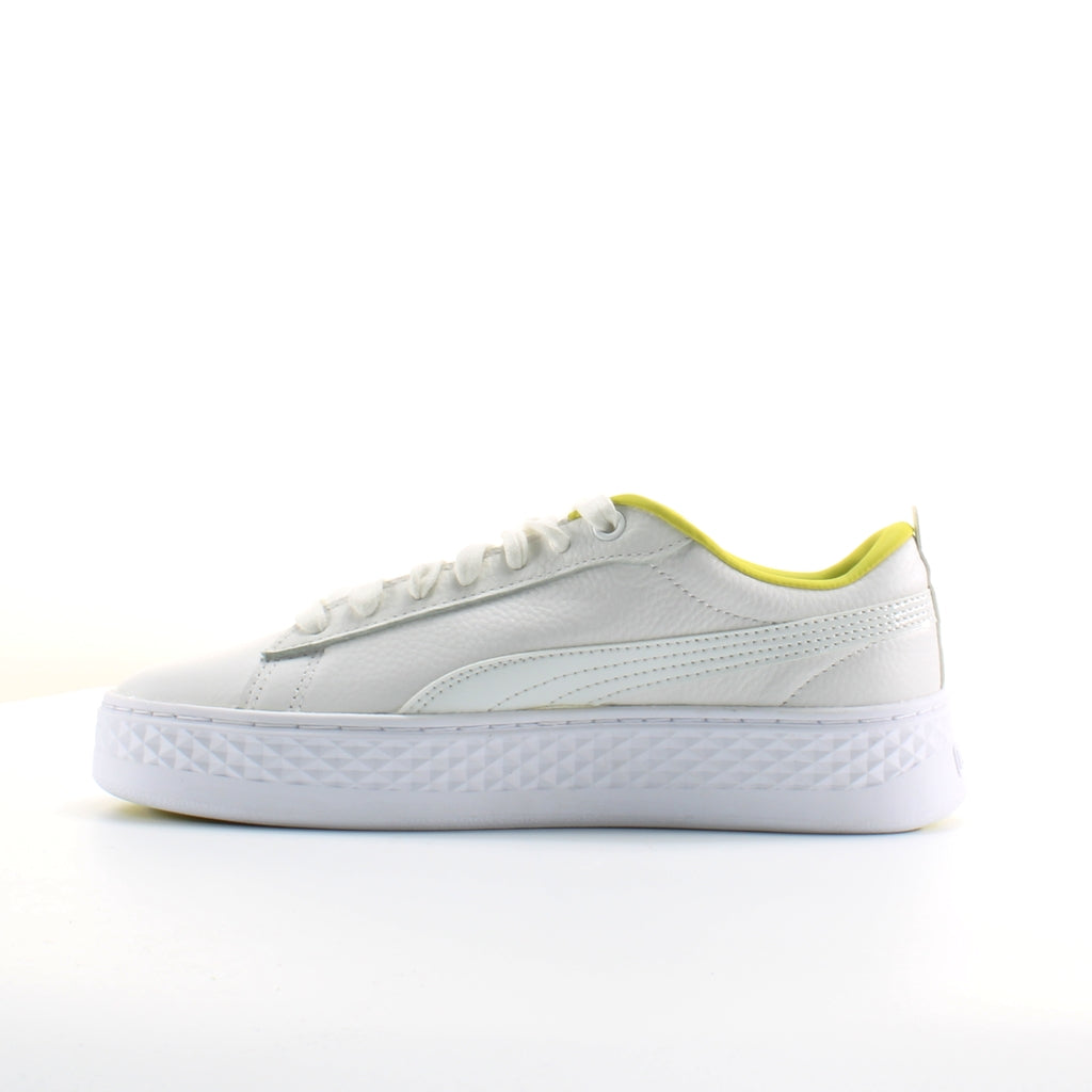 Puma Smash Platform Trailblazer White Leather Womens Lace Up Trainers 369133 02