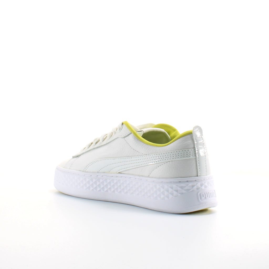 Puma Smash Platform Trailblazer White Leather Womens Lace Up Trainers 369133 02