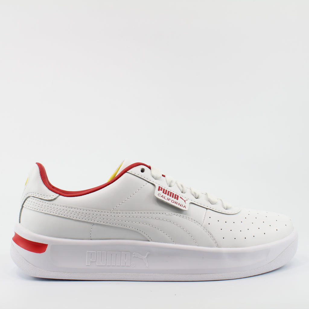 Puma California Drive Thru White Leather Lace Up Mens Trainers 369285 01