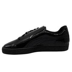 Puma Basket Crush Black Patent Leather Low Lace Up Trainers - Womens