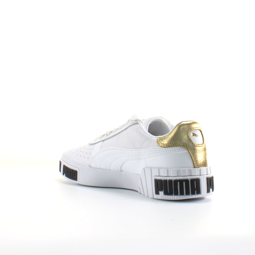 Puma Cali Bold White Leather Womens Lace Up Trainers 371207 01