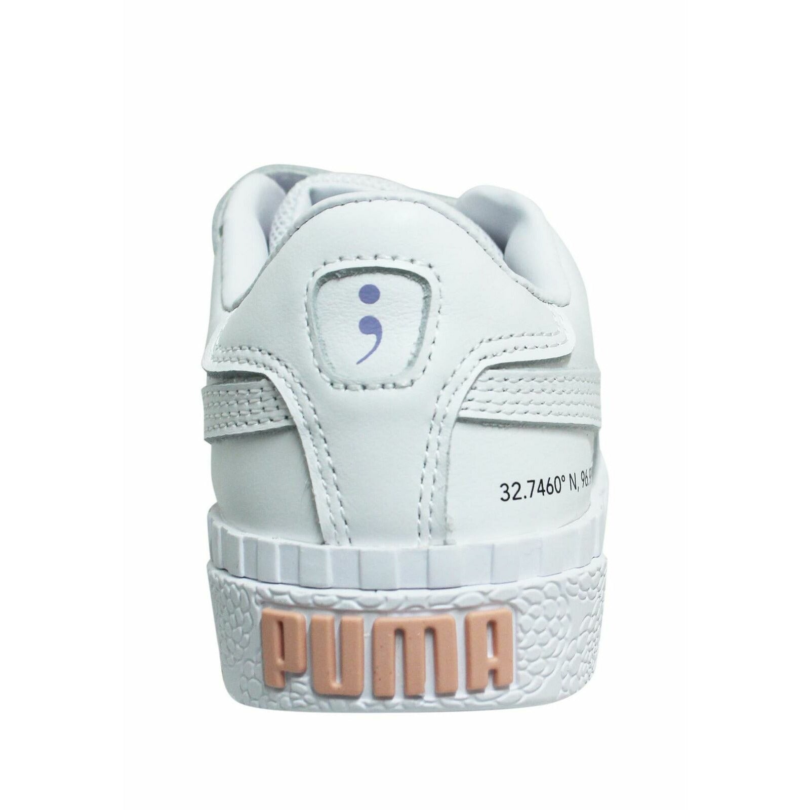 Puma Cali V x Selena Gomez Double Strap White Leather Kids Trainers 372461 01