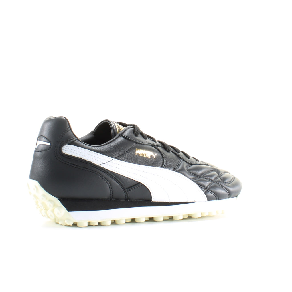 Puma Style Avanti Black Leather Mens Lace Up Trainers 380808 01