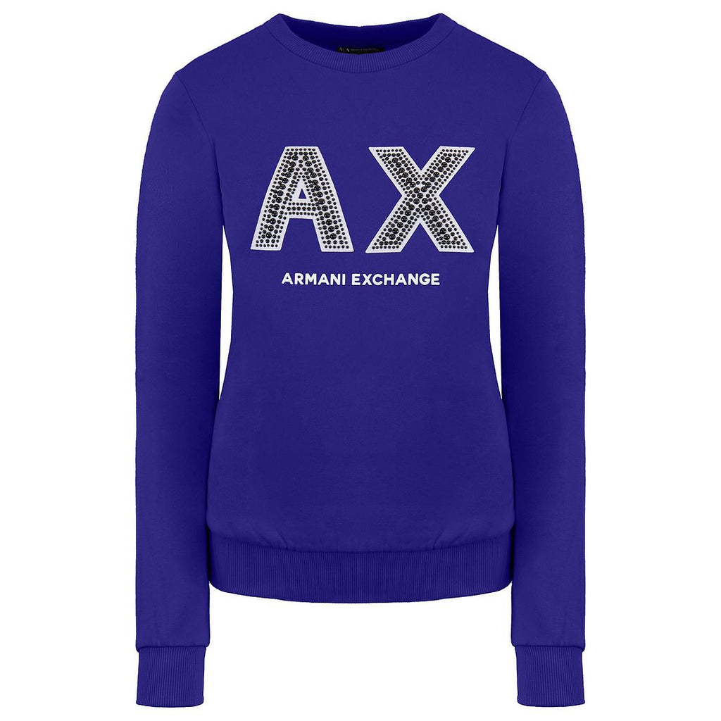 Armani Exchange Logo Womens Blue Sweater