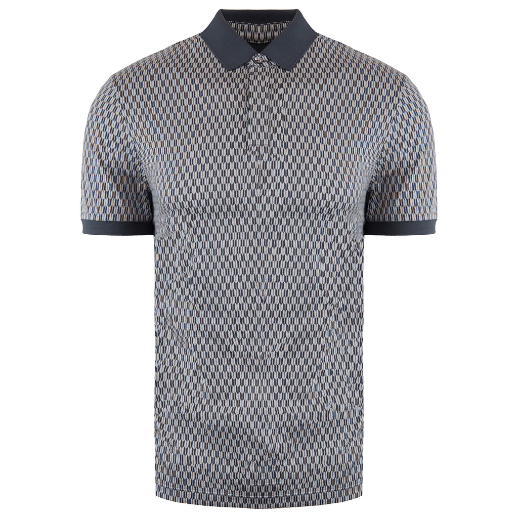 Emporio Armani Patterned Mens Light Grey/Black Polo Shirt