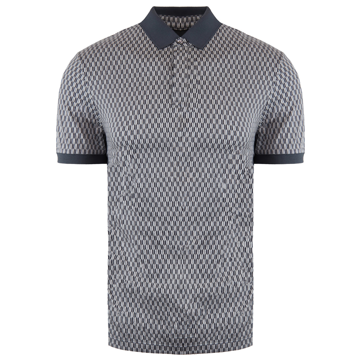 Emporio Armani Patterned Mens Light Grey/Black Polo Shirt