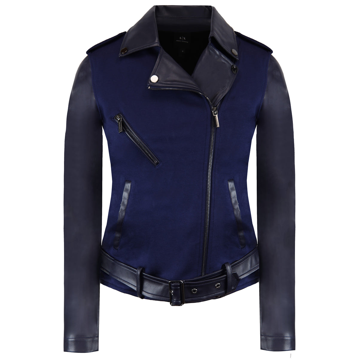 Armani Exchange Leather Womens Dark Blue Jacket