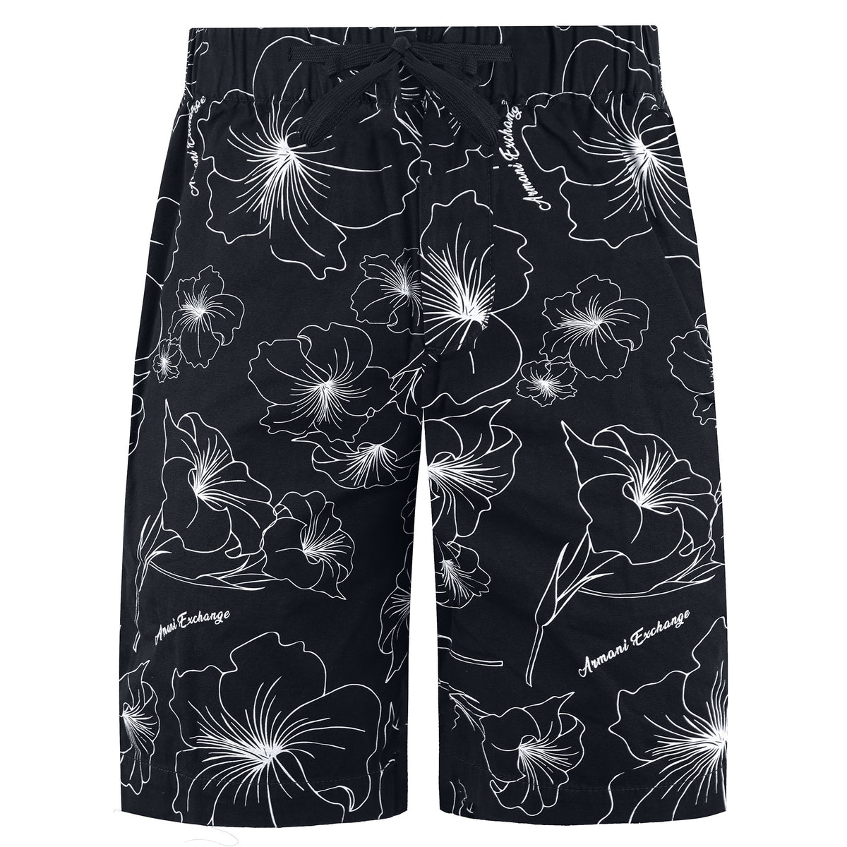 Armani Exchange Tropical Flower Mens Black Shorts