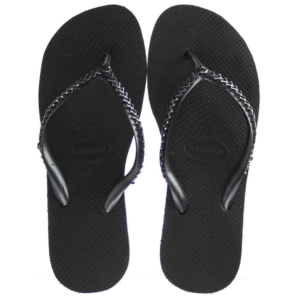 Havaianas High Metal Grega Womens Black Flip-Flops Wedges