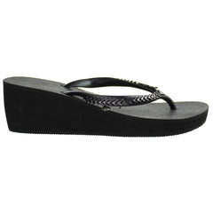 Havaianas High Metal Grega Womens Black Flip-Flops Wedges