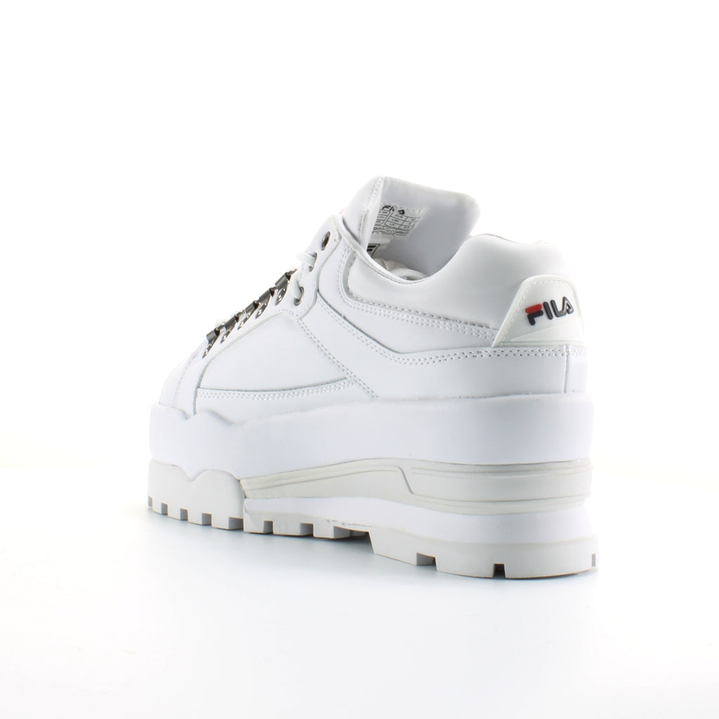 Fila Trailblazer Wedge White Leather Womens Lace Up Trainers 5HM00524