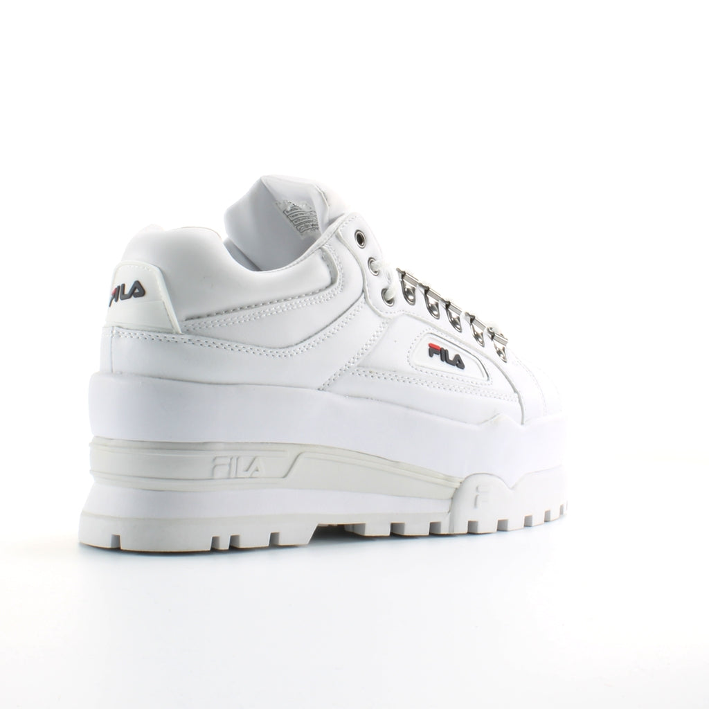 Fila Trailblazer Wedge White Leather Womens Lace Up Trainers 5HM00524