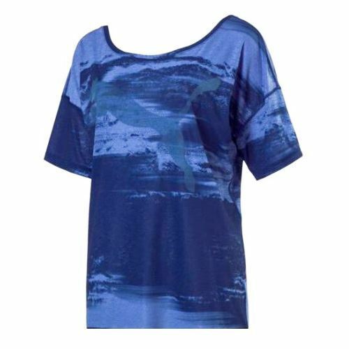 Puma Dancer Drapey Blue Patterned Womens Tee Top T-Shirt 515721 08 UA98