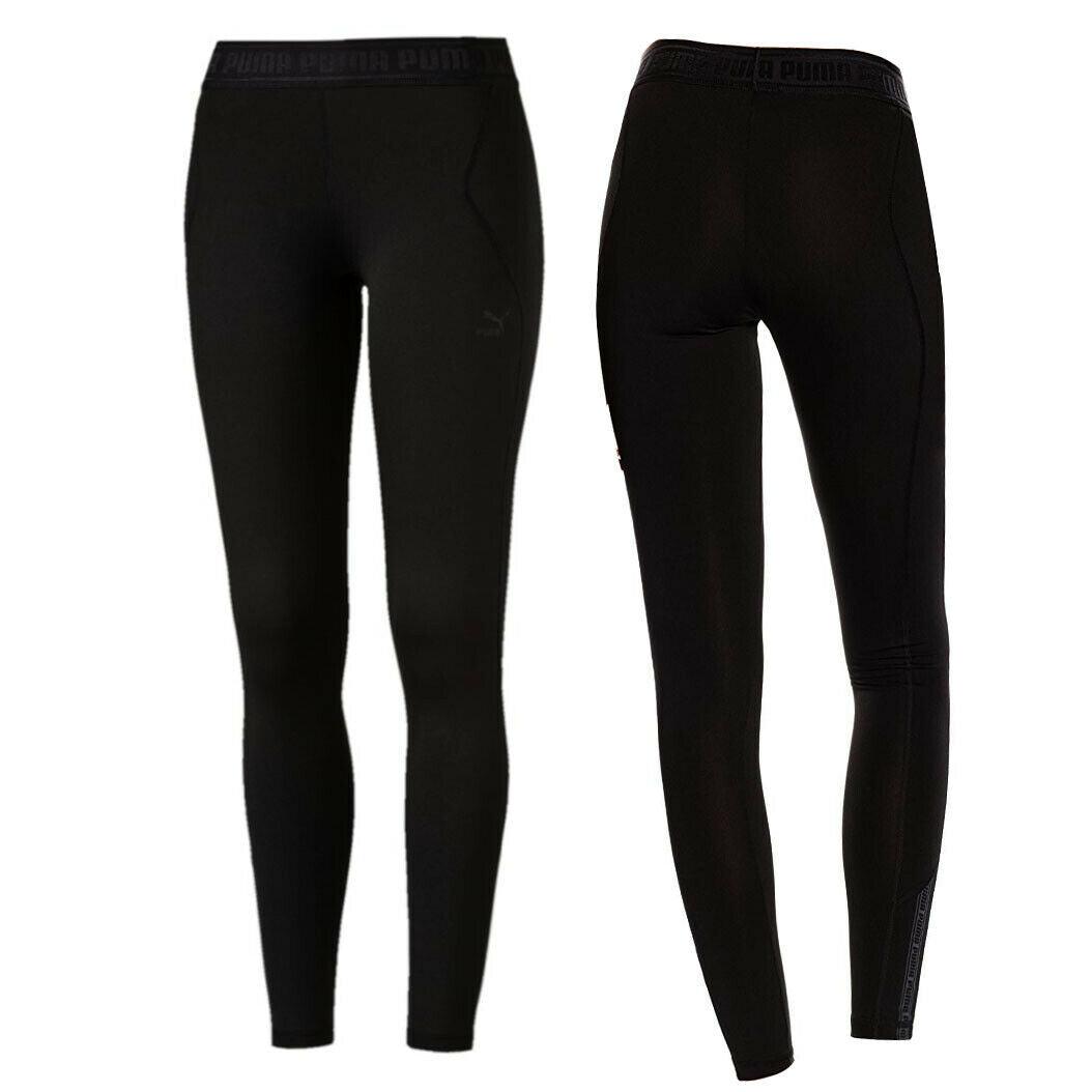 Puma Womens Branded Leggings Training Running Gym Tight Black 569048 01 A56B
