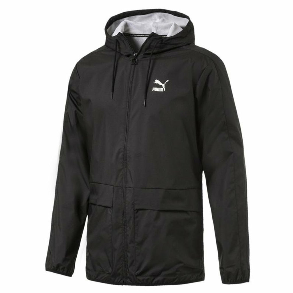 Puma Classics Archive Logo Windbreaker Zip Up Black Mens Jacket 573316 01