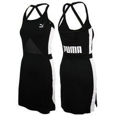 Puma Archive T7 Midi Sleeveless Casual Black White Womens Dress 570566 01