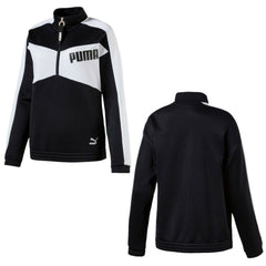 Puma Archive T7 Womens Half Zip Crew Sweatshirt Jumper Black 575391 01 P1D