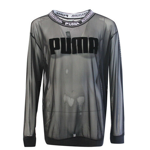 Puma 1948 Long Sleeve Mesh Crew Neck Long Length Womens Sweater 575440 01 RW94