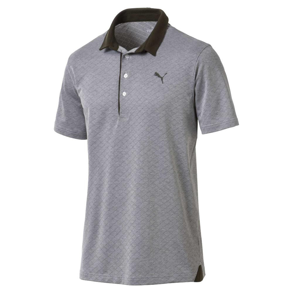 Puma Diamond Jaquard Mens Grey/Khaki Golf Polo Shirt