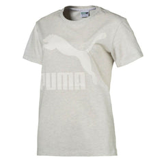 Puma Classics Womens Logo T Shirt Casual Tee Top White Heather 576242 50 R15L