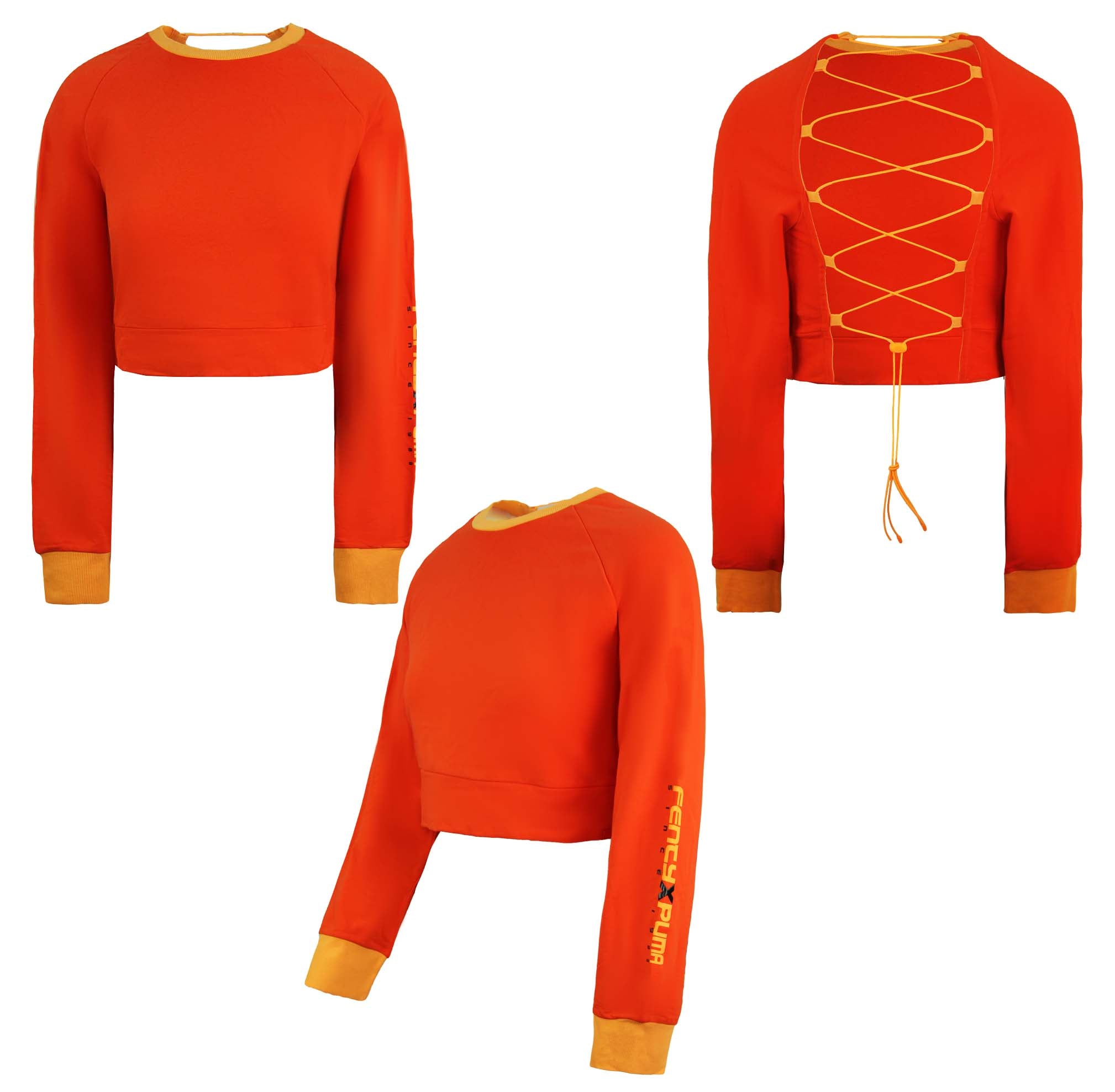 Puma x Rihanna Fenty Laced Sweatshirt Orange Womens Pullover 577290 03