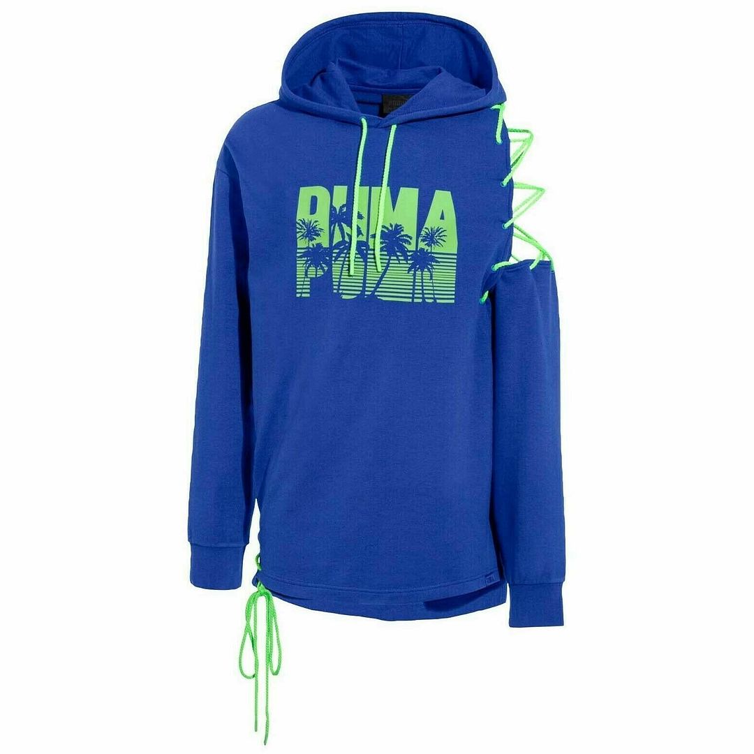 Puma x Rihanna Fenty Long Sleeve Blue Womens Side Laced Hoodie 577351 01