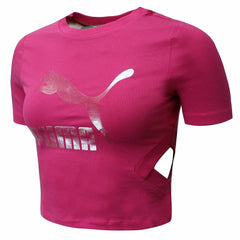 Puma Logo Womens Pink Crop Top