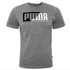 Puma Mens Flock Graphic Tee Logo T-Shirt Grey Casual Top 581910 03