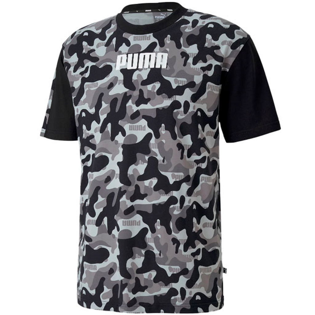 Puma Rebel Camo Tee All Over Print Logo Mens T-Shirt Black 582792 01