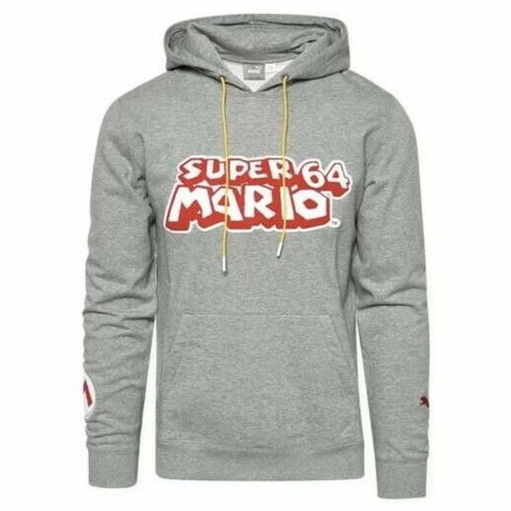 Puma x Super Mario Nintendo Long Sleeve Pullover Grey Mens Hoodie 589098 01