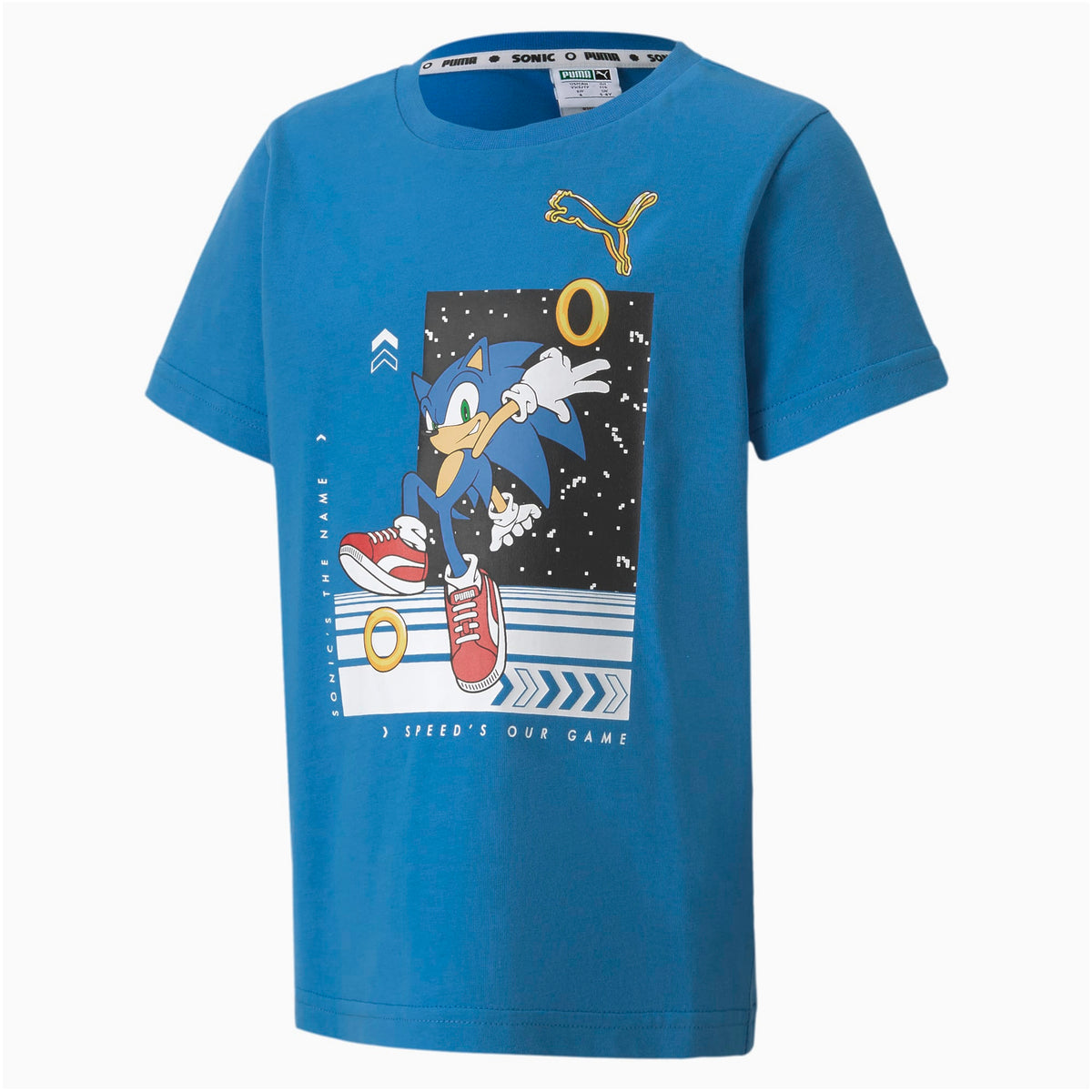 Puma x Sega Boys Junior Tee Graphic Sonic T-Shirt Blue 596311 41