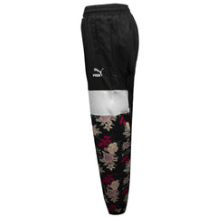 Puma Stretch Waist Bottoms Black Womens Graphic Floral Track Pants 596736 51