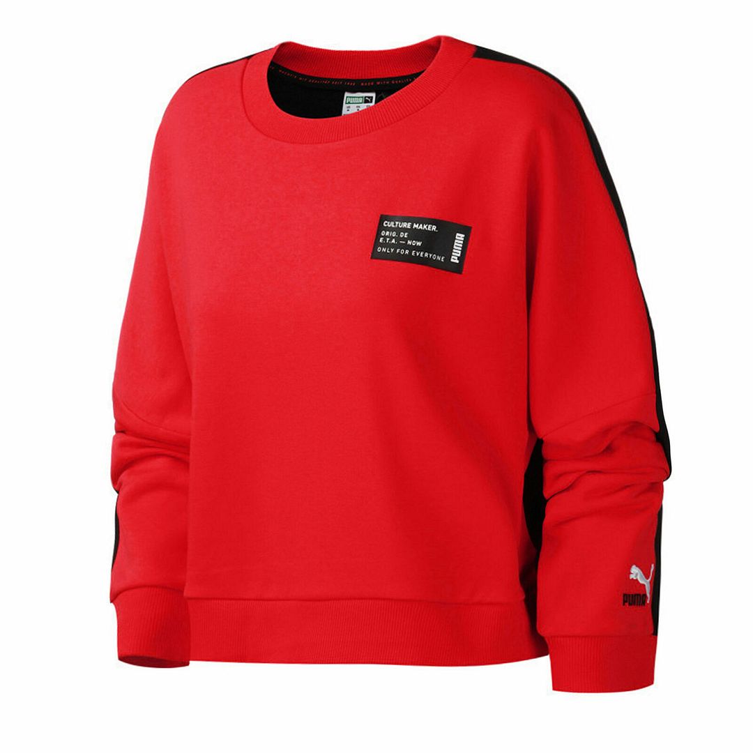 Puma Culture Maker Long Sleeve Crew Neck Pullover Red Womens Sweaters 597913 03