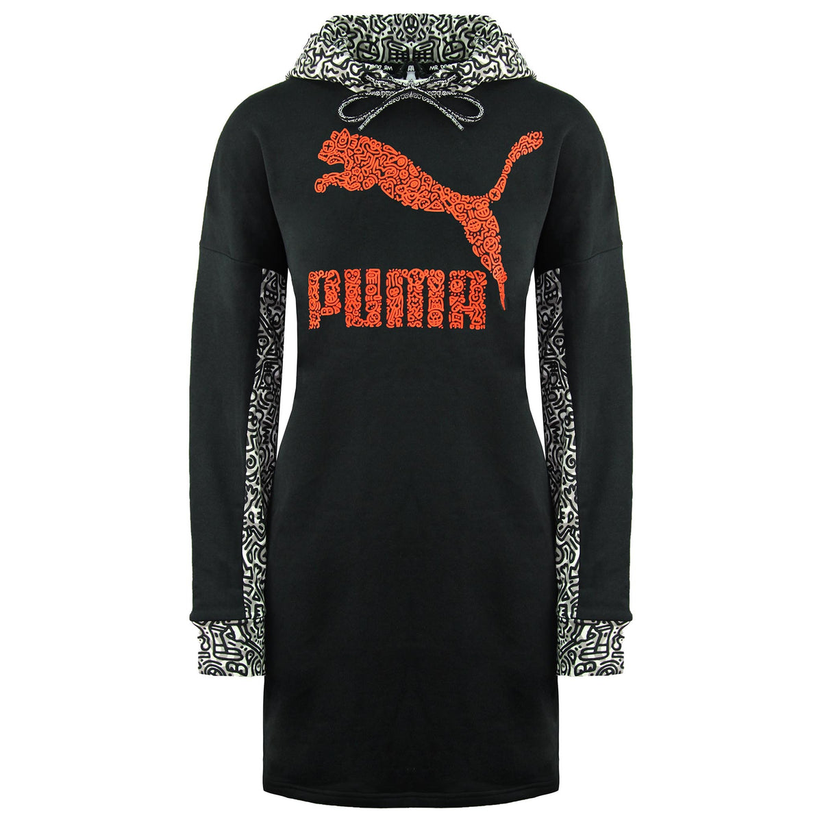 Puma x Mr. Doodle Womens Black Hooded Jumper Dress