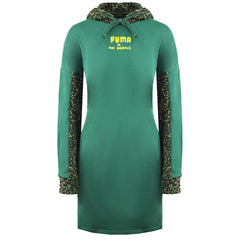 Puma x Mr. Doodle Womens Green Hooded Jumper Dress