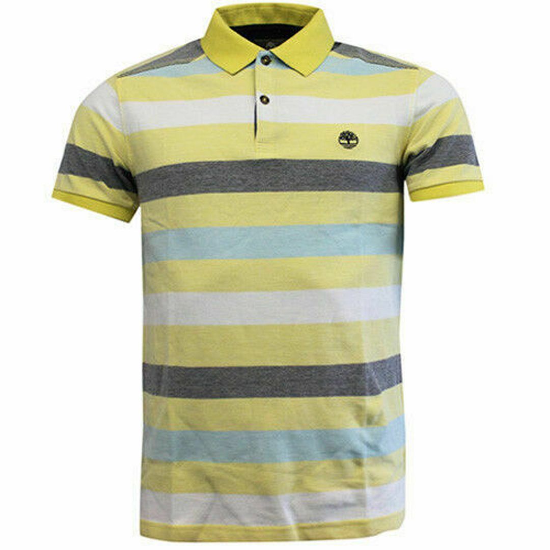 Timberland Logo Striped Mens Yellow Polo Shirt