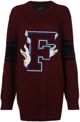 Puma Fenty By Varsity Letter Oversized Burgundy Jumper