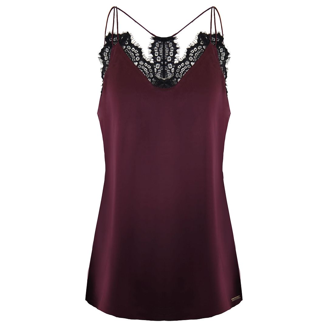 Armani Exchange Trimmed Silk Womens Plum Top