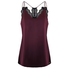 Armani Exchange Trimmed Silk Womens Plum Top