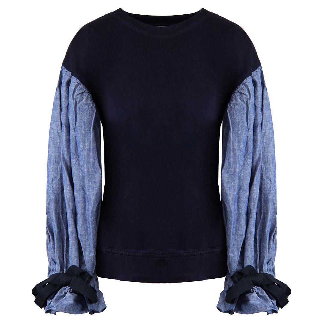 Armani Exchange Ruffle Womens Blue Sweater