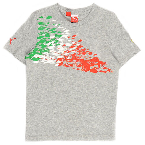 Puma SF Ferrari Kids Boys Graphic Crew Neck Tee Top T-Shirt Grey 761278 03 DD21